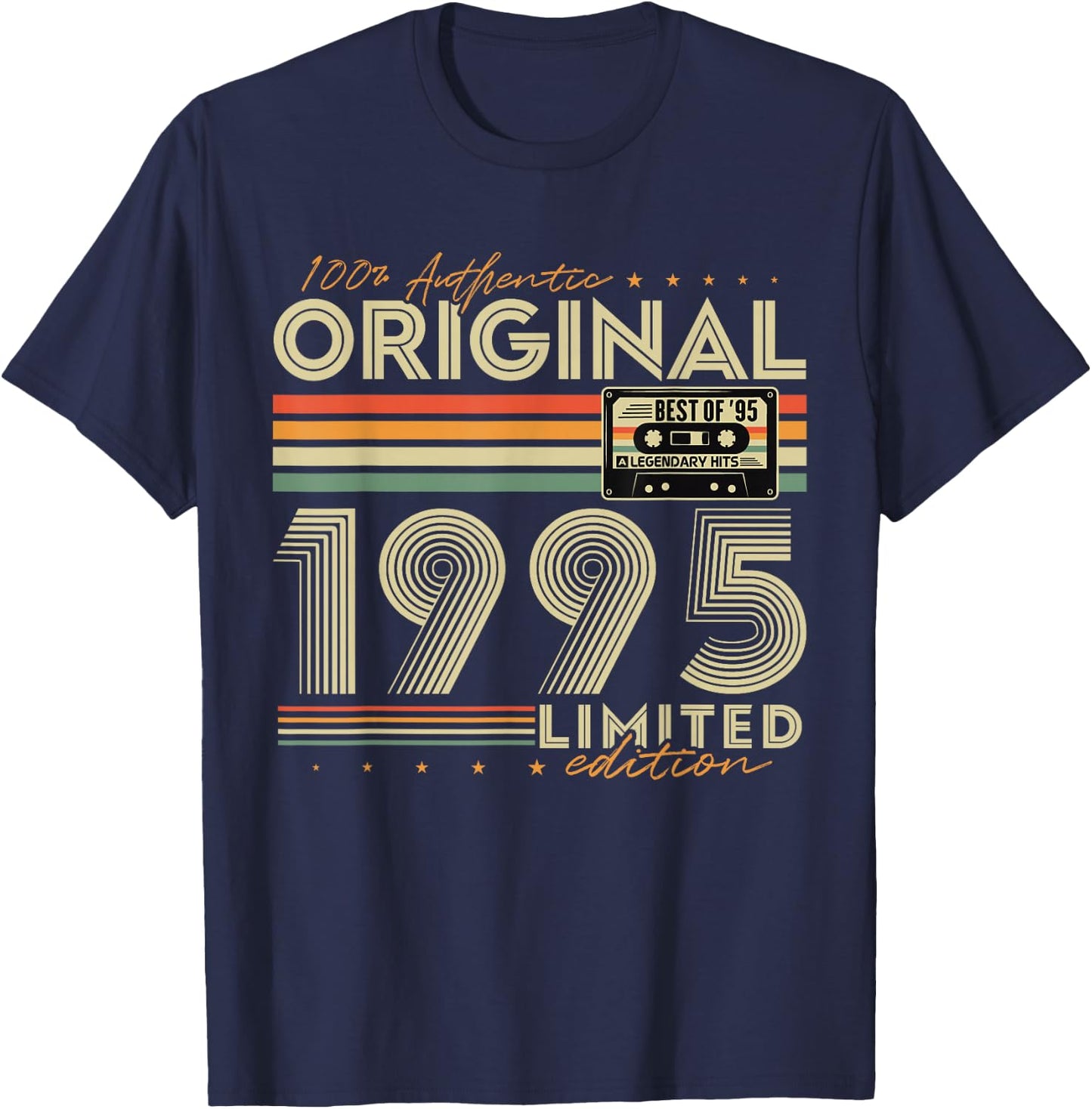 Original 1995 Vintage Gift 30th Birthday Man Woman , Black, S T-Shirt - T-Shirt | Navy