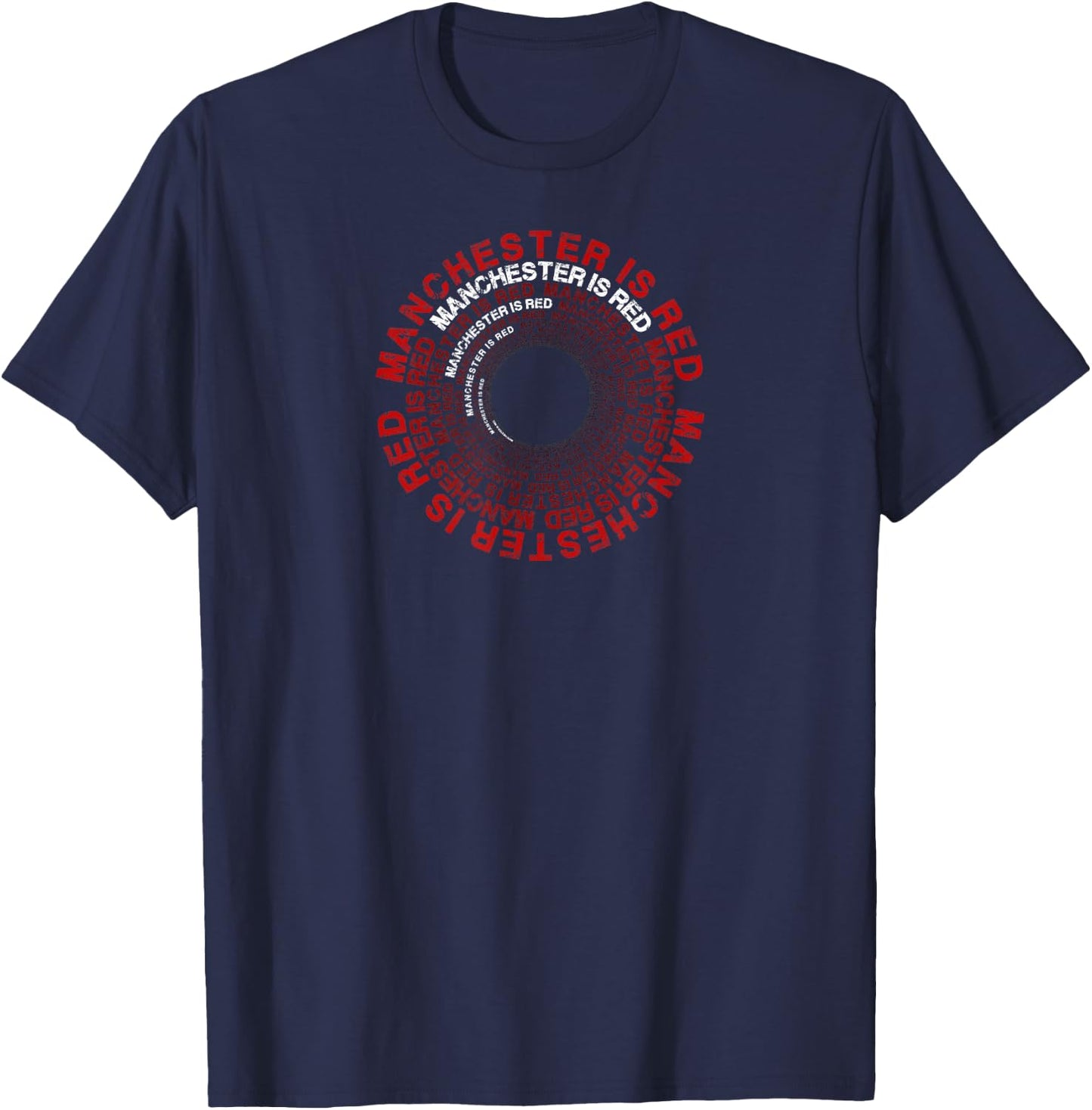Manchester is Red Circular Funny United Football Supporter T-Shirt - T-Shirt | Navy