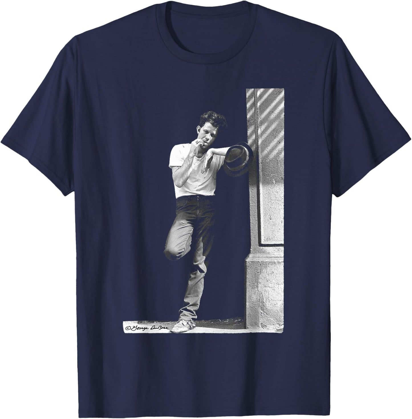 Tom Waits Portrait in Street by George DuBose T-Shirt - T-Shirt | Navy