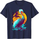 Bird Wildlife Animal Beautiful Nature Vintage Tropical Animal Print Pelican - Black, Small, , Classic Fit, Short Sleeve, Cotton 60% Polyester 40% T-Shirt - T-Shirt | Navy