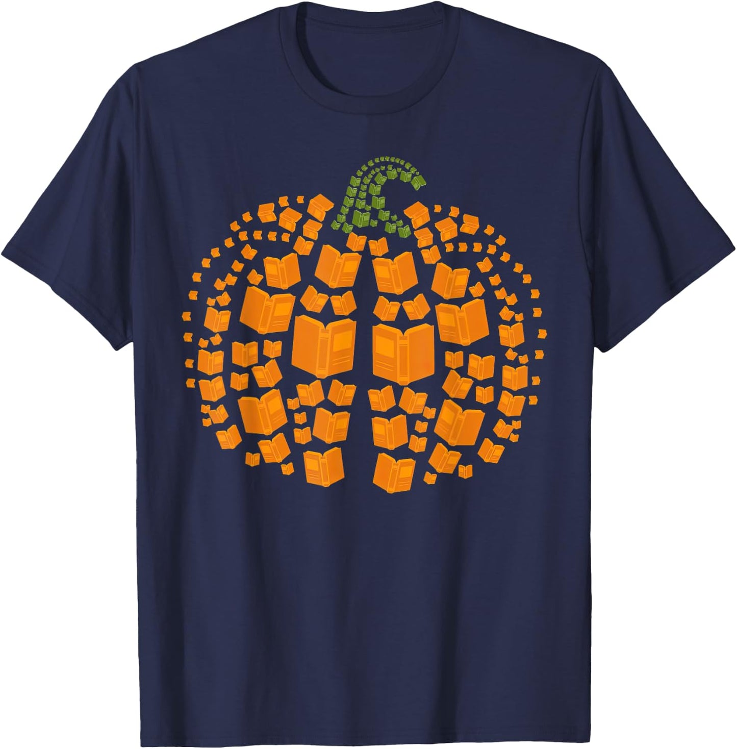 Vintage Book Pumpkin Autumn Fall Librarians Bookworm Teacher T-Shirt - T-Shirt | Navy