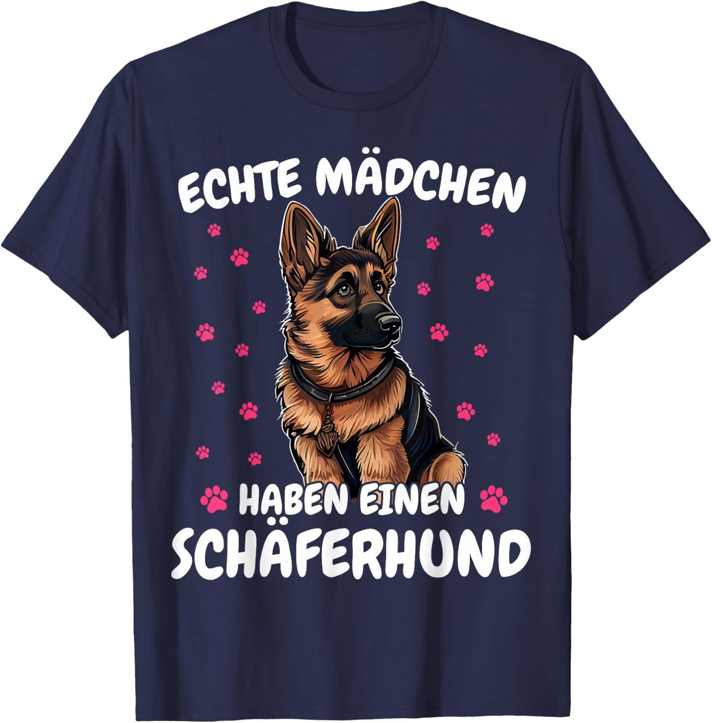 German Shepherd Dog with German Shepherd Design, black T-Shirt - T-Shirt | Navy