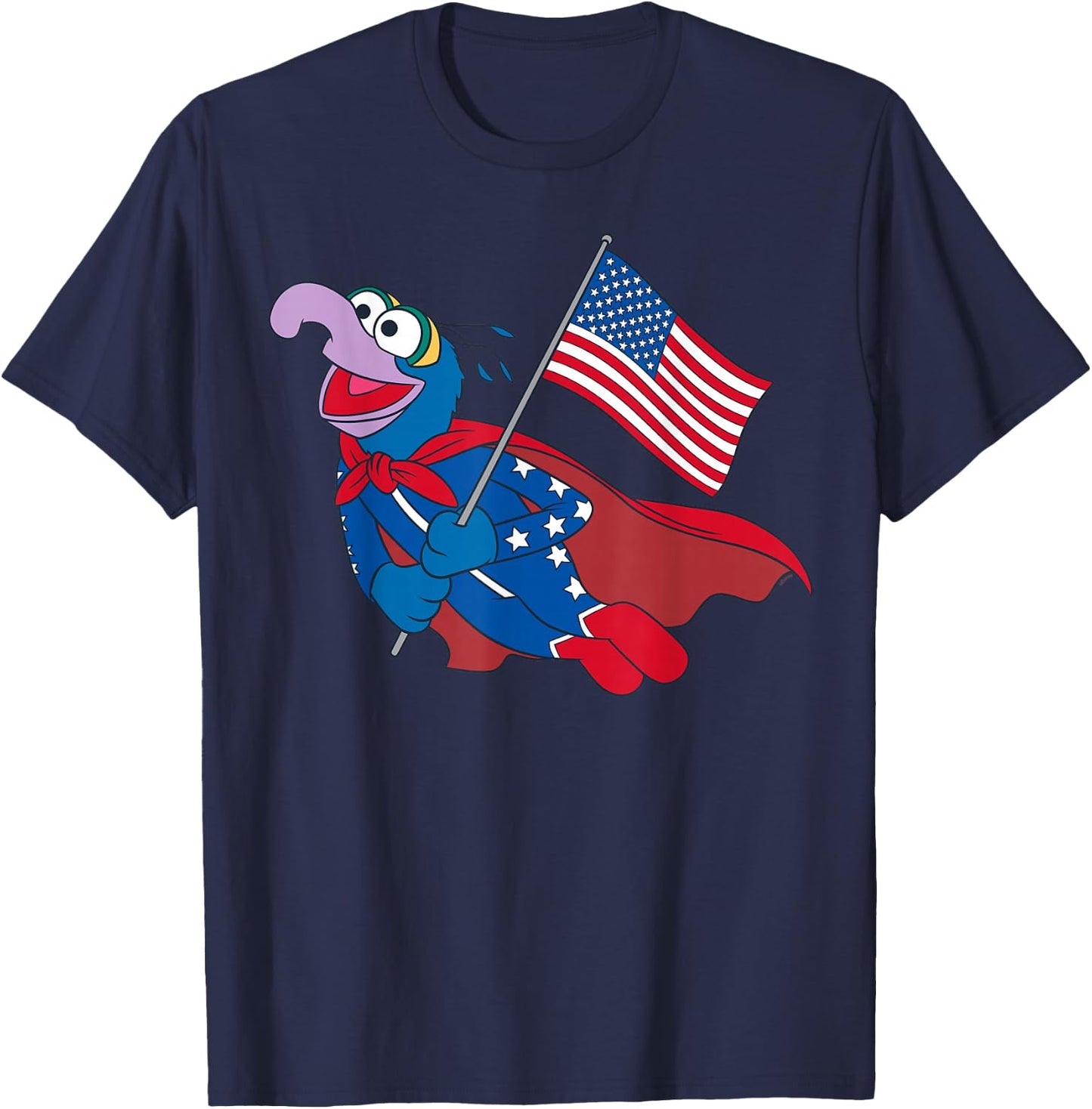Disney The Muppets Gonzo 4th of July American Flag USA 250th T-Shirt - T-Shirt | Navy