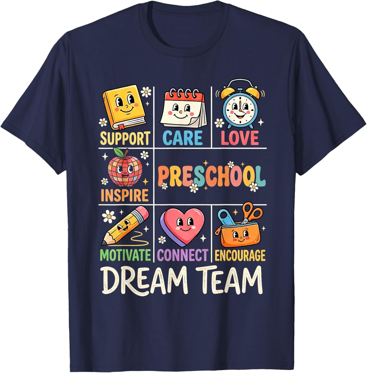Preschool Dream Team Funny Back to School Teacher Preschool T-Shirt - T-Shirt | Navy