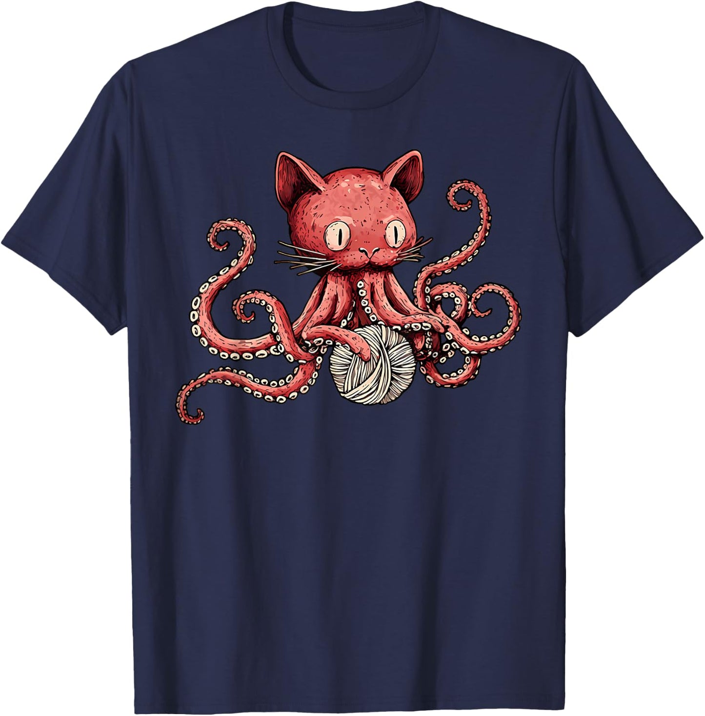 Octopus Crochet Knitting Yarn Octopus Knitter Crocheting T-Shirt - T-Shirt | Navy