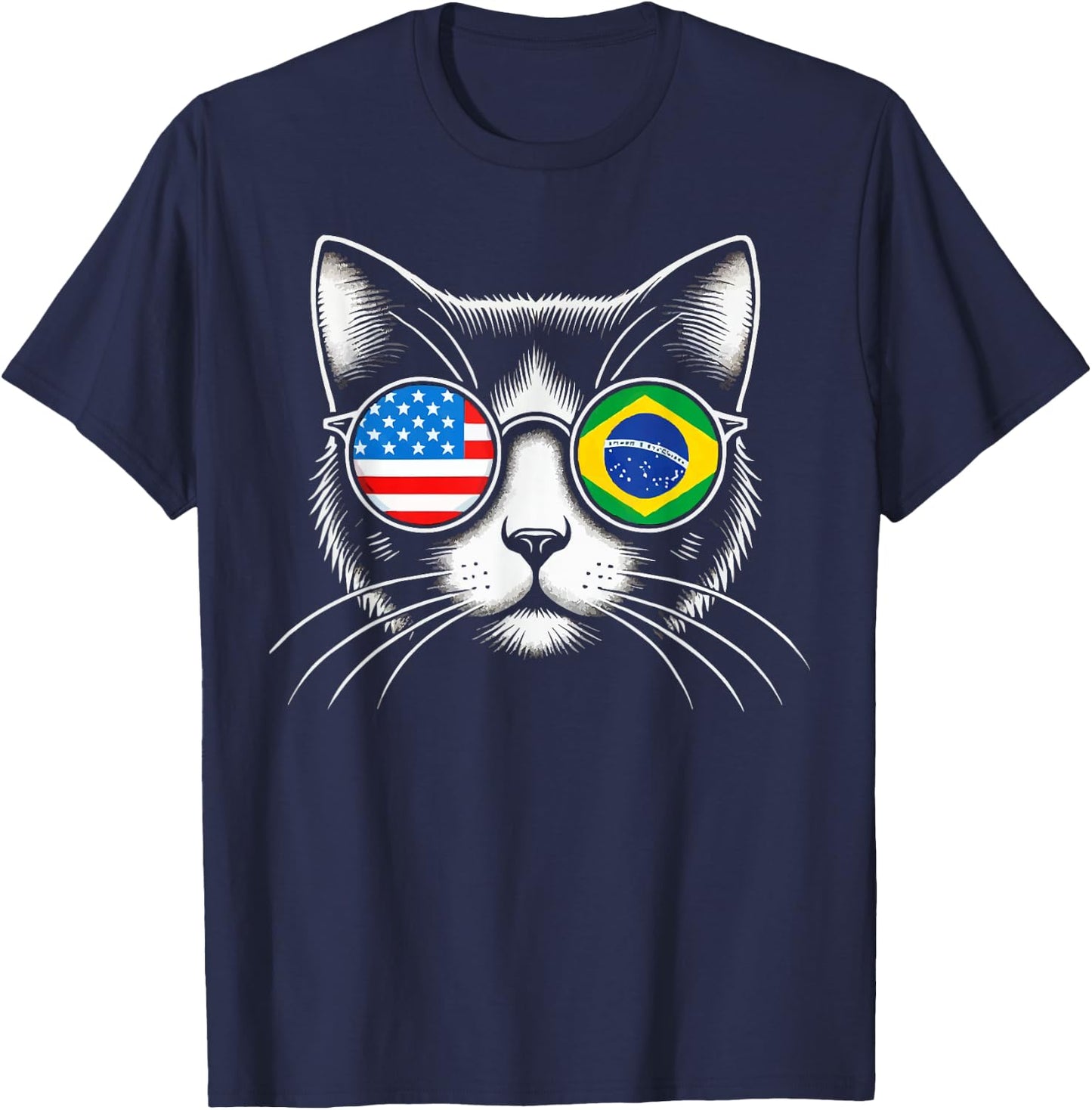Half American Half Brazilian USA Flag Brazil America T-Shirt - T-Shirt | Navy
