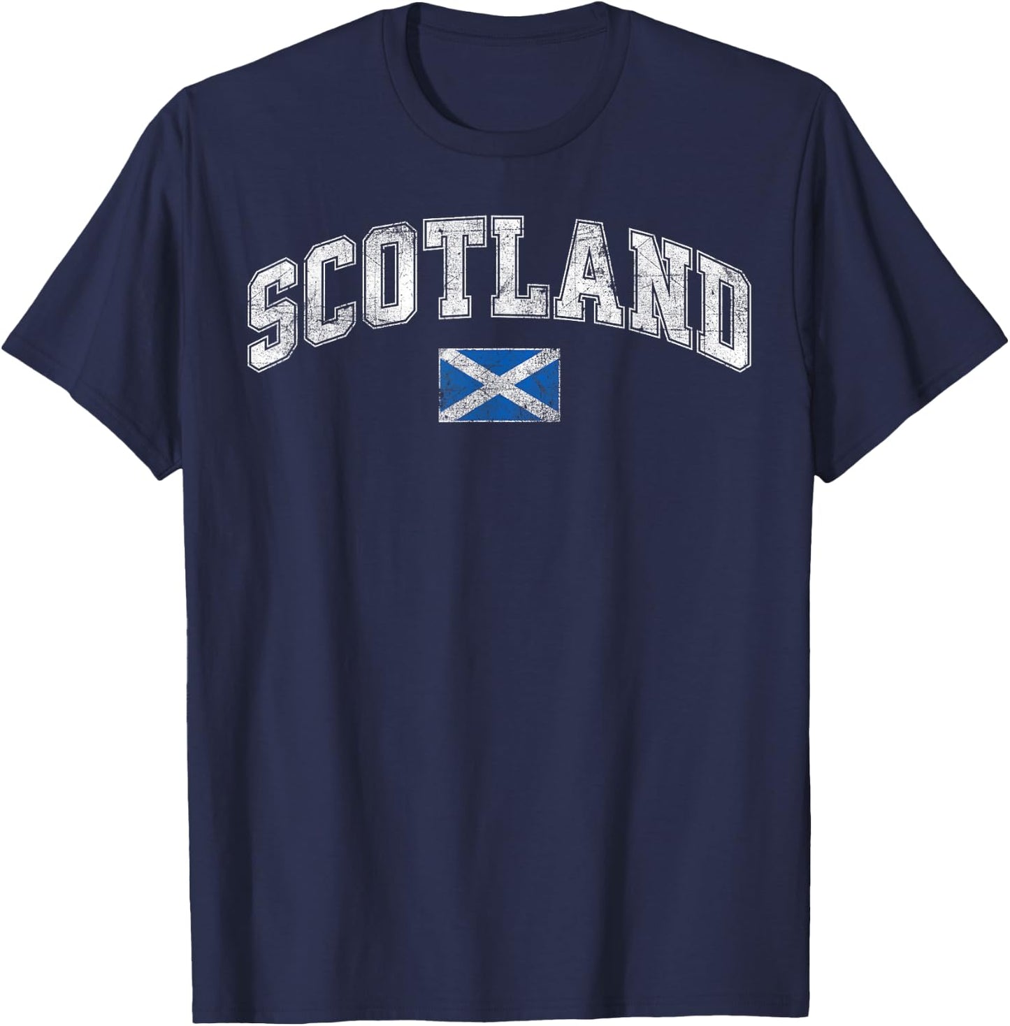 Retro Vintage Scotland | Women Men Kids Scottish Flag T-Shirt - T-Shirt | Navy