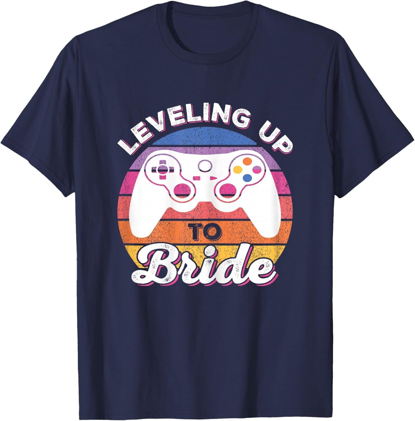 Soon To Be Wife Vintage Video Gaming Leveling Up To Bride T-Shirt - T-Shirt | Navy