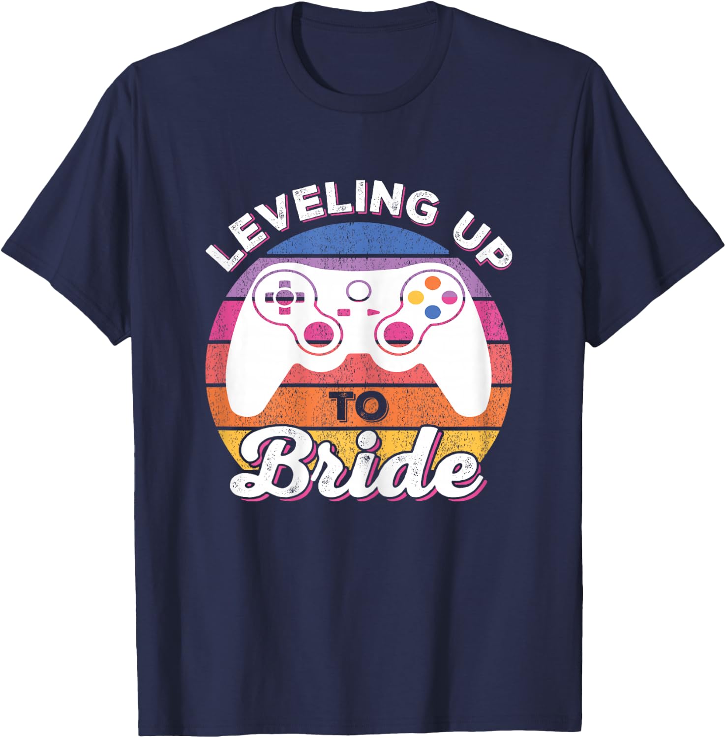 Soon To Be Wife Vintage Video Gaming Leveling Up To Bride T-Shirt - T-Shirt | Navy