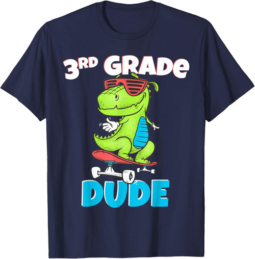 Kids 3rd Grade Dude Shirt Back To School Dinosaur