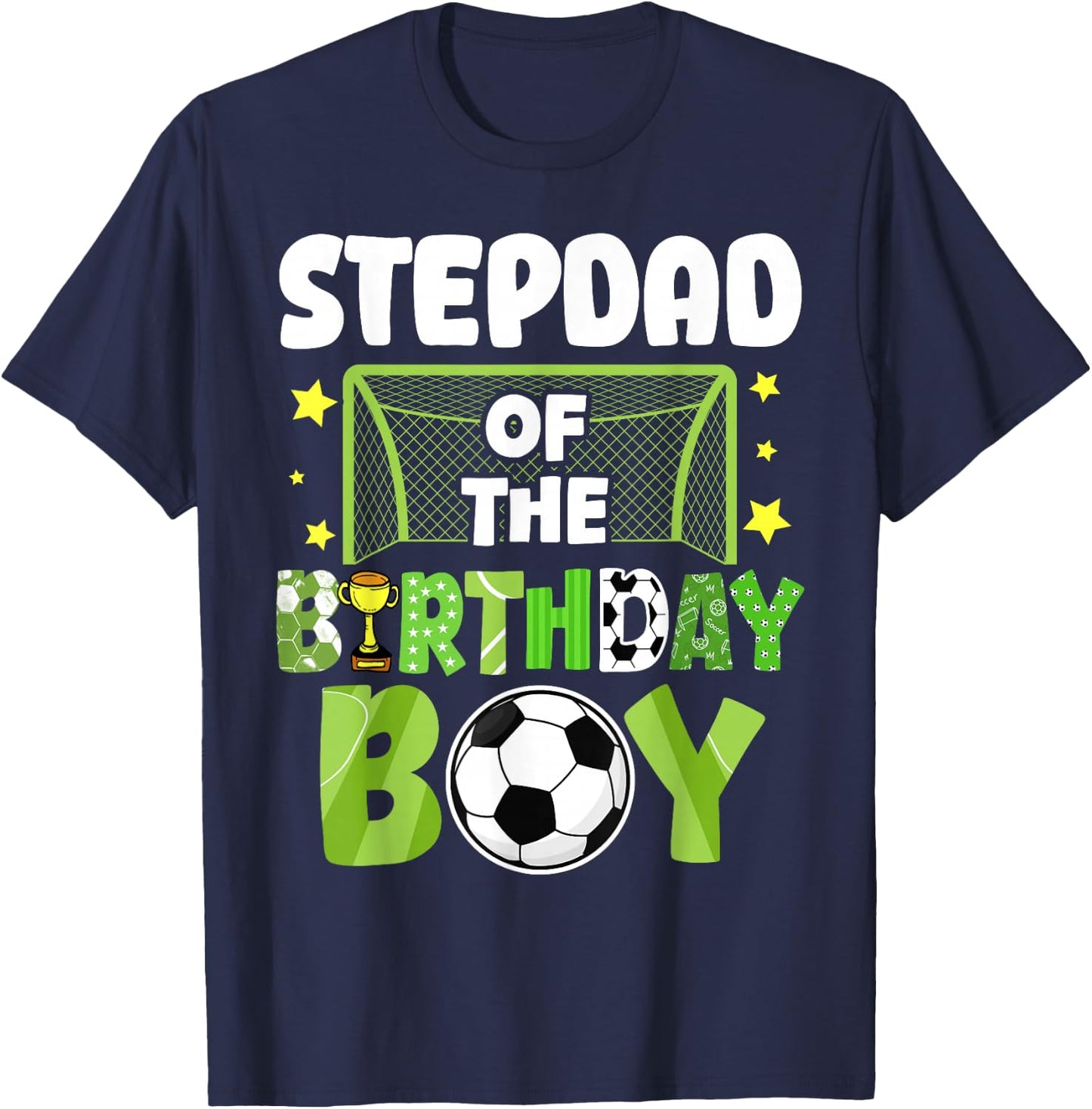 Soccer Stepdad Birthday Boy Party Soccer Family Matching T-Shirt - T-Shirt | Navy