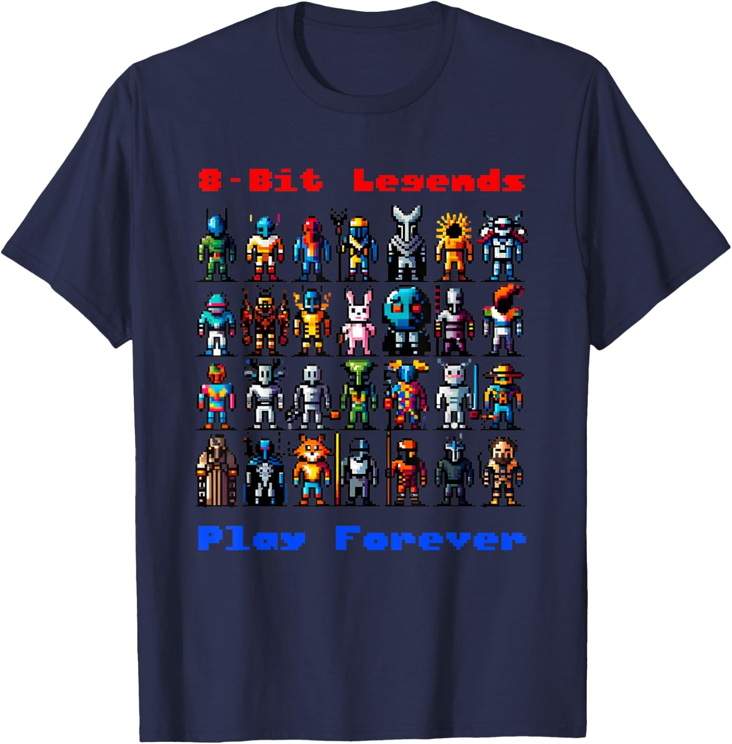 8-Bit Legends: Pixel Art World T-Shirt - T-Shirt | Navy