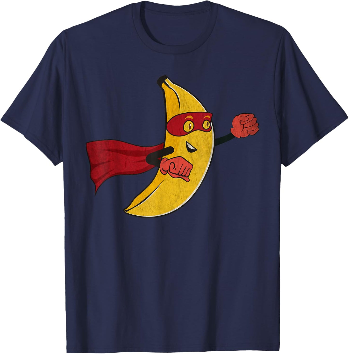Funny Banana Superhero Cartoon Hero Fruit Avenger Costume T-Shirt - T-Shirt | Navy