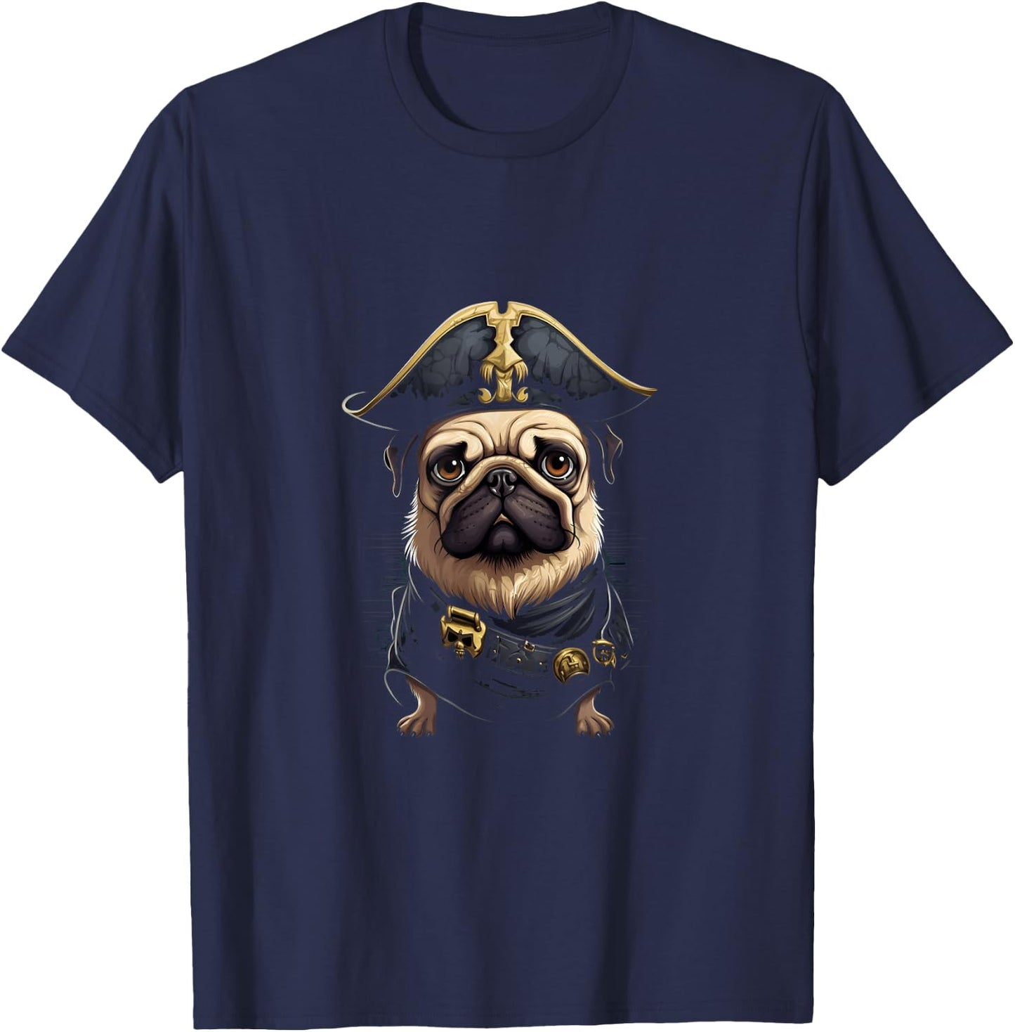 Pirate Pug Funny Buccaneer Pug Owner Pug Lover T-Shirt - T-Shirt | Navy