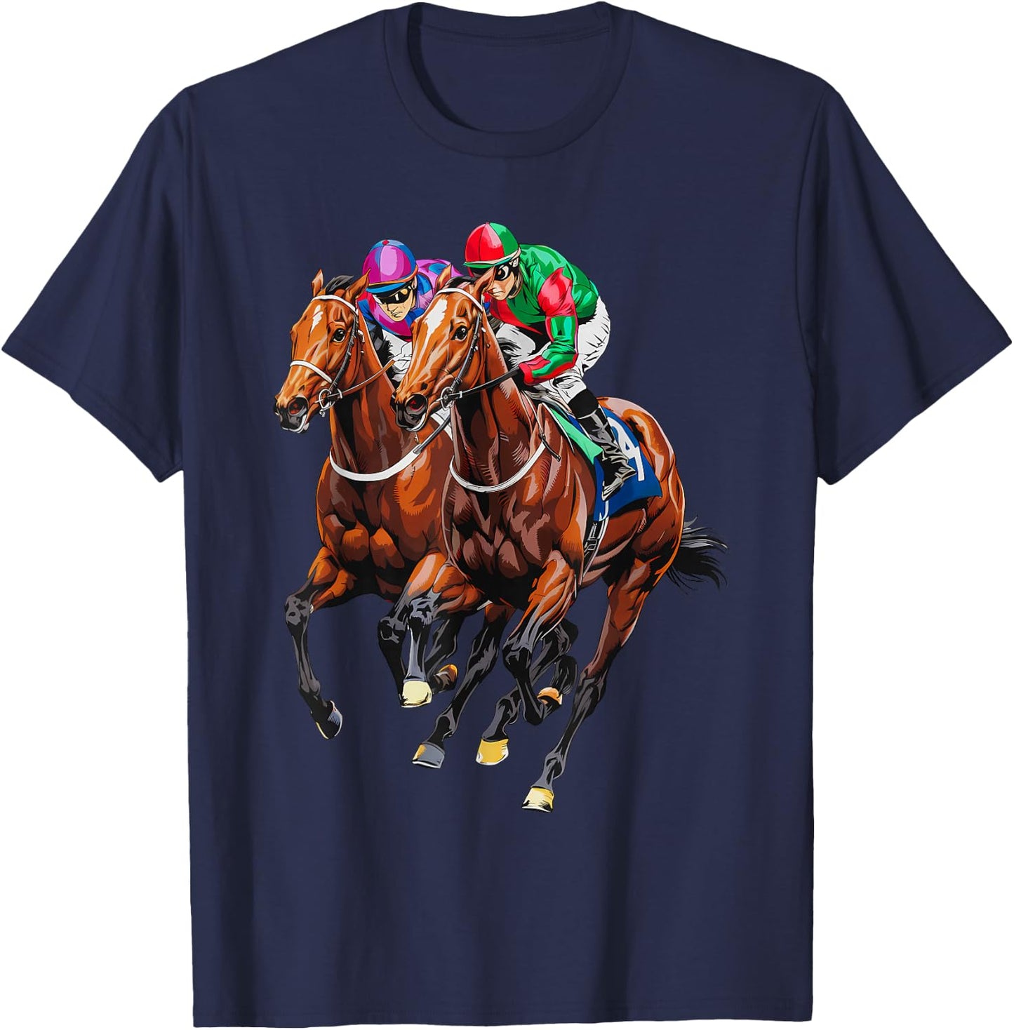 Funny Horse Racing Jockey Racer Derby Rider Race Track T-Shirt - T-Shirt | Navy