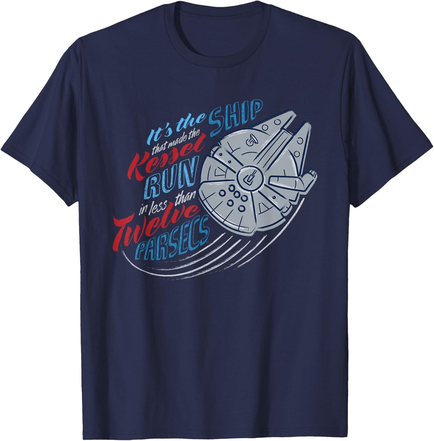 Star Wars Millennium Falcon Kettle Run in 12 Parsecs USA T-Shirt - T-Shirt | Navy
