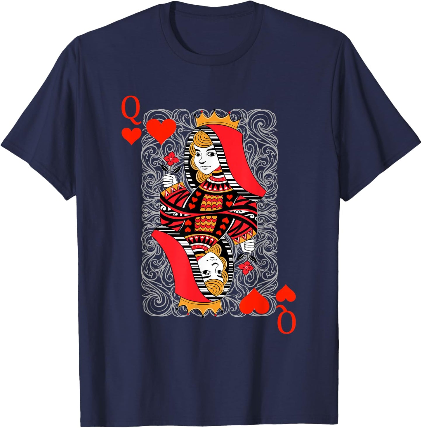 Queen Of Hearts Spielkarten Paare Halloween Kostüm T-Shirt - T-Shirt | Navy