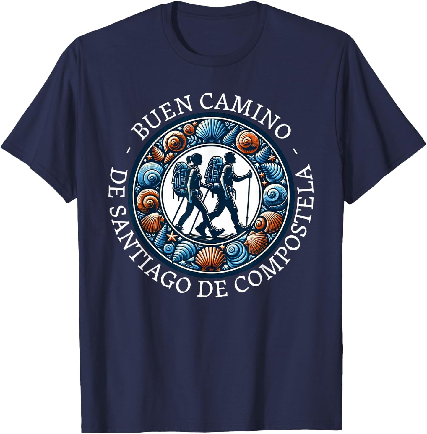Buen Camino De Santiago de Compostela! Group Hiking Pilgrim , Black, S T-Shirt - T-Shirt | Navy