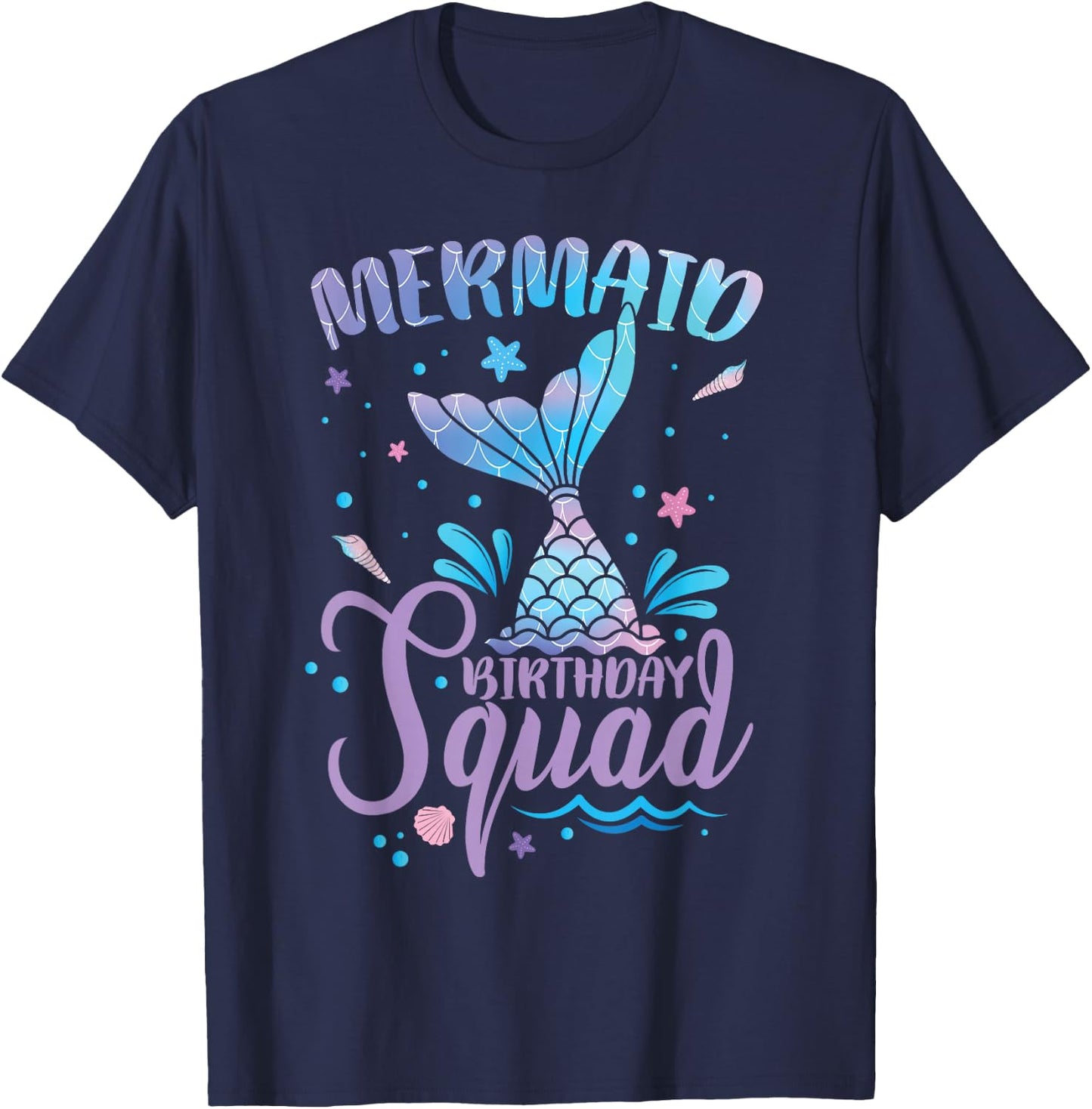 Birthday Mermaid Birthday Squad T-Shirt - T-Shirt | Navy