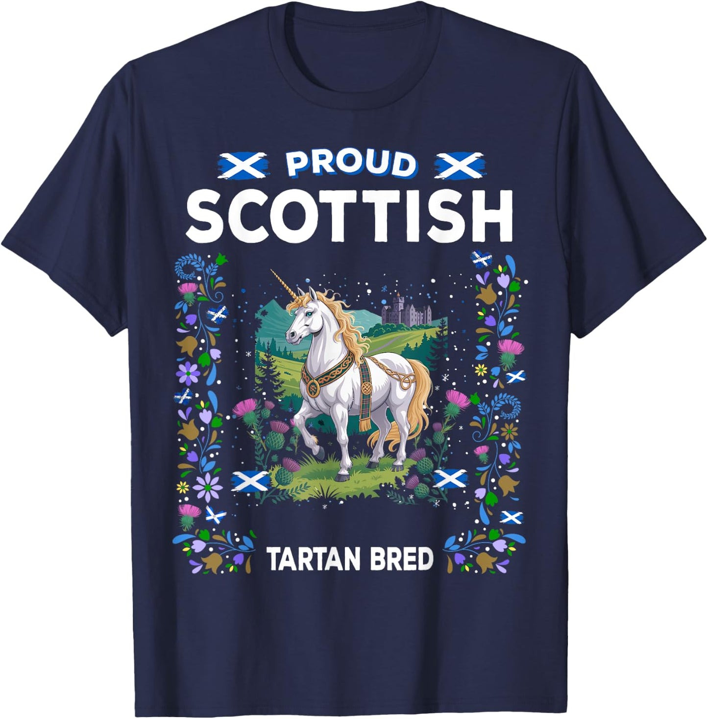 Scottish Unicorn Flag Costume Idea For Kids Scotland Unicorn T-Shirt - T-Shirt | Navy