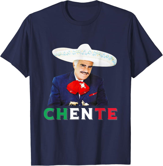 Chente Vicente Fernandez - Sigo Siendo El Rey Mexican Flag T-Shirt - T-Shirt | Navy