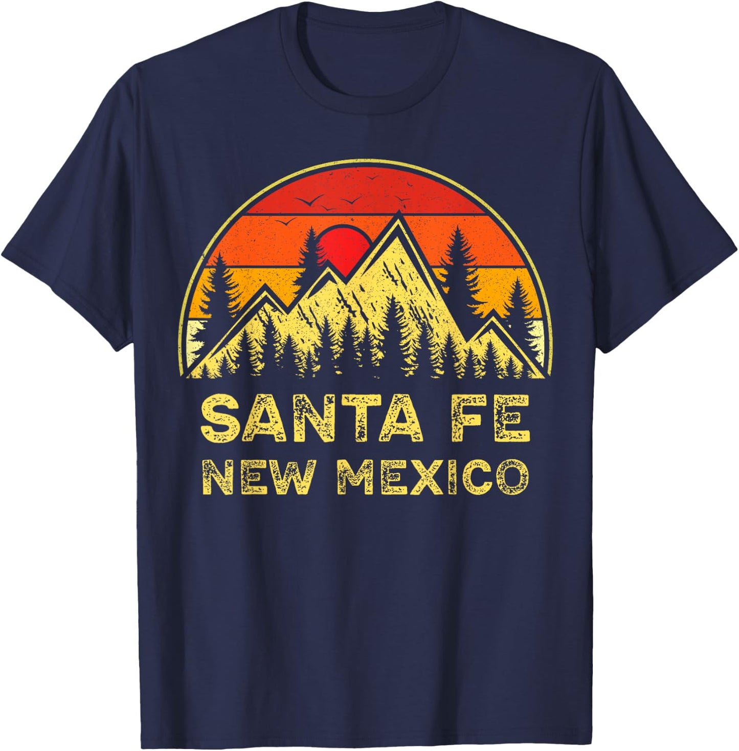 Vintage Santa Fe New Mexico NM Mountains Hiking Souvenir T-Shirt - T-Shirt | Navy