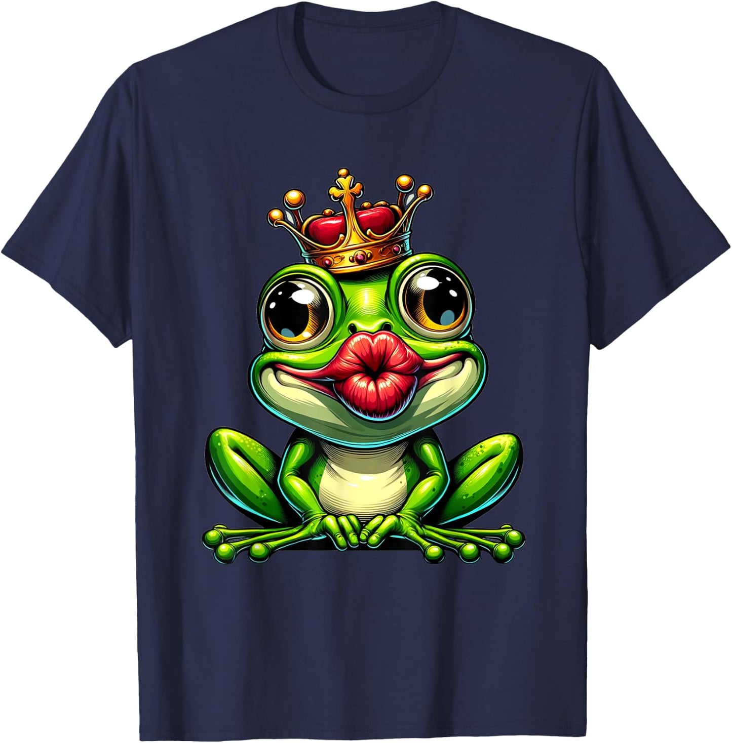 Frog with Crown , black T-Shirt - T-Shirt | Navy