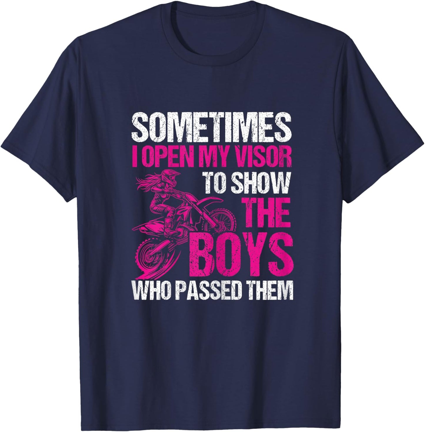 Kids motocross funny dirt bike toddler girl dirt biking T-Shirt - T-Shirt | Navy