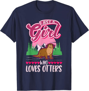 Just a girl who loves Otters T-Shirt - T-Shirt | Navy