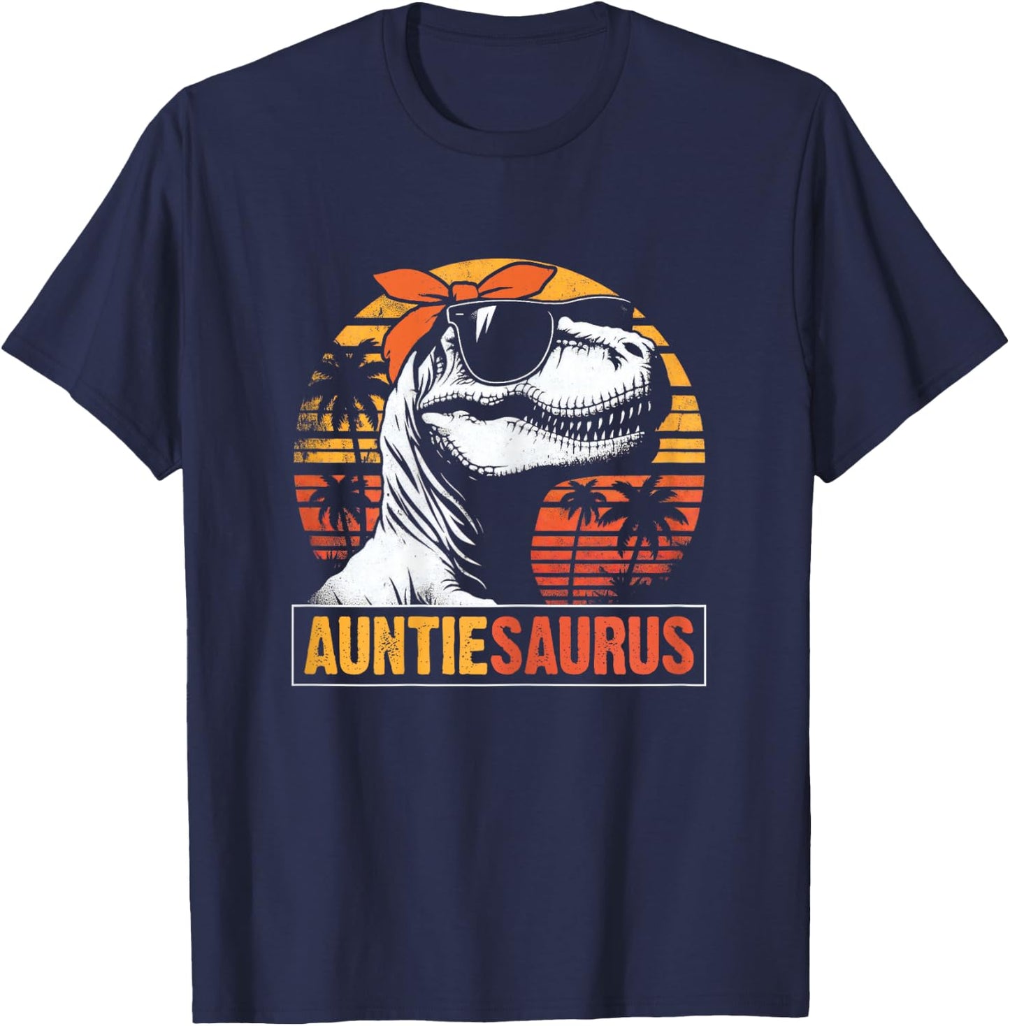 Auntiesaurus Funny T rex Dinosaur Auntie Vintage Mothers Day T-Shirt - T-Shirt | Navy