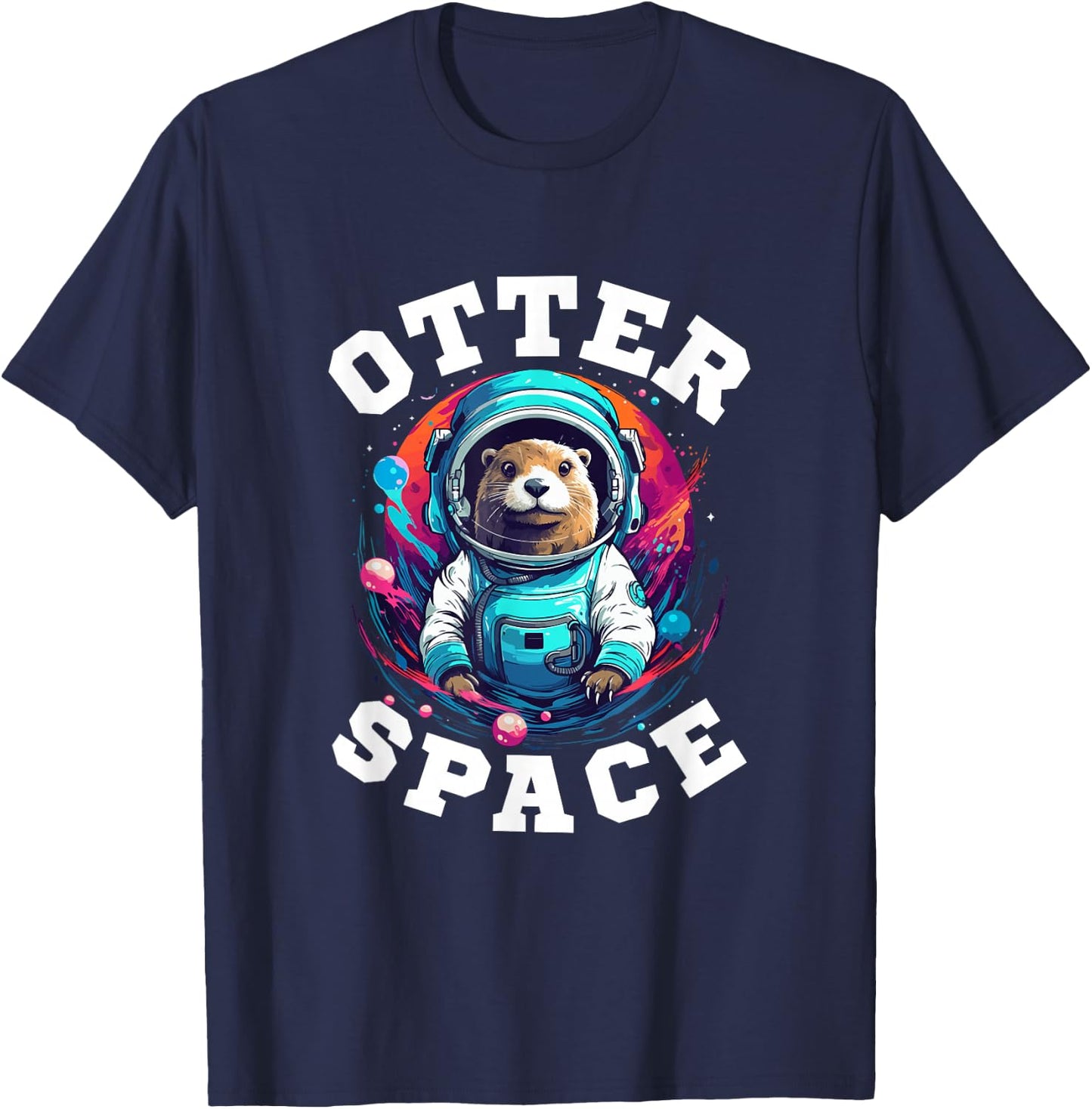 Otter Animal Kids & Adult - Otter Space T-Shirt - T-Shirt | Navy
