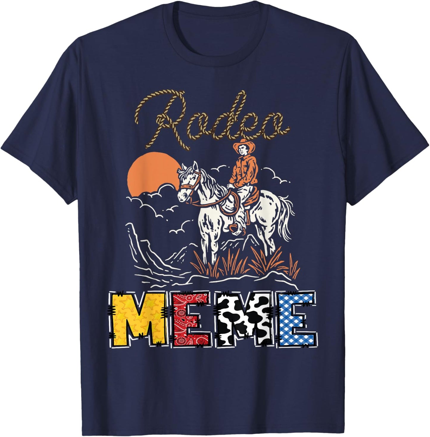 Rodeo Meme Cowboy 1St Birthday Family Matching T-Shirt - T-Shirt | Navy