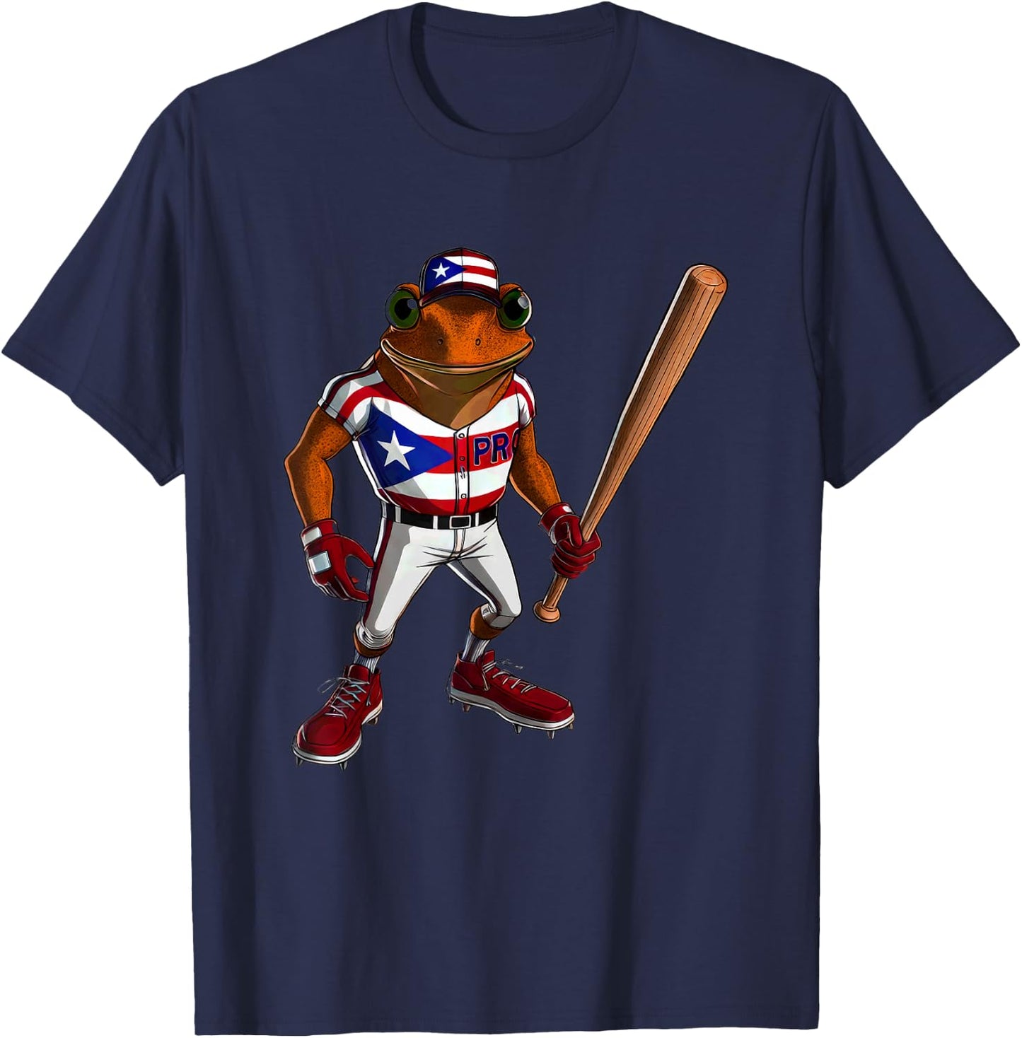 Puerto Rico Baseball Coqui Boricua Flag Bat Hat Pelota Cool T-Shirt - T-Shirt | Navy