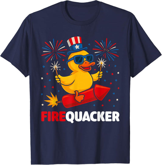 4th of July Duck Firequacker Patriotic Fourth of July Funny T-Shirt - T-Shirt | Navy