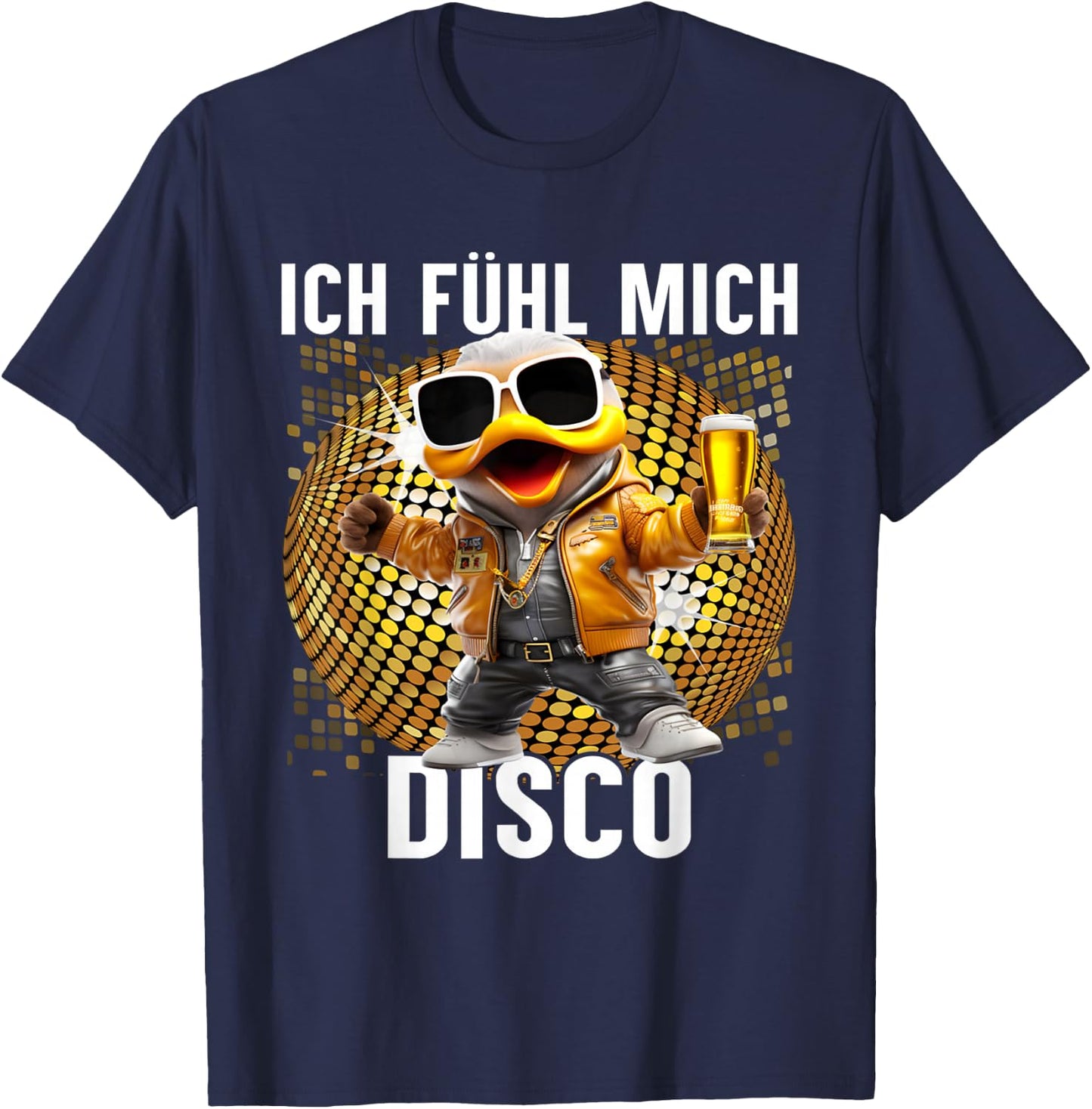 Ich Fühle Mich Disco Funny Disco Duck Apres-Ski Party , black T-Shirt - T-Shirt | Navy