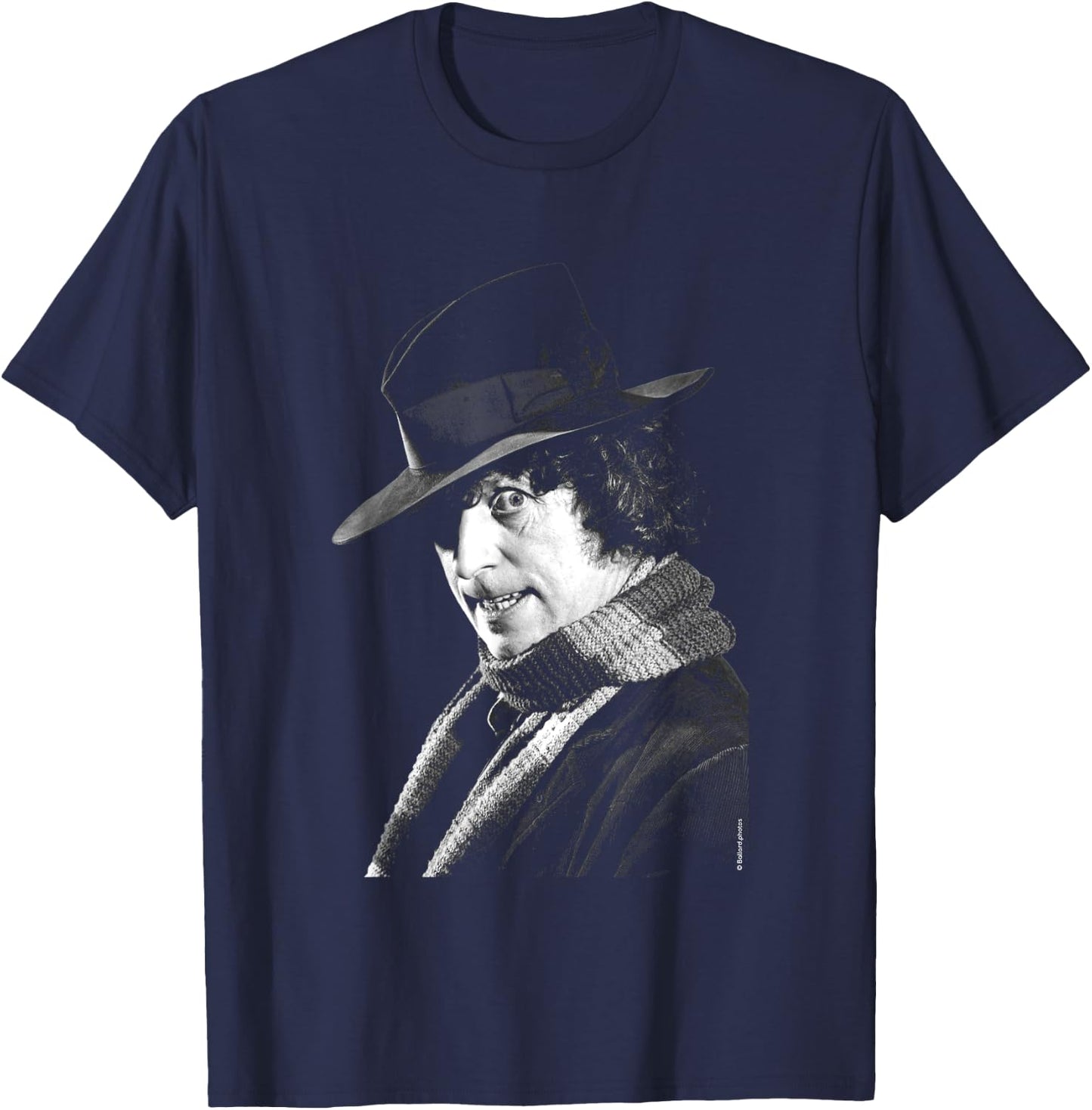Tom Baker Side Portrait Doctor Who Black & White T-Shirt - T-Shirt | Navy