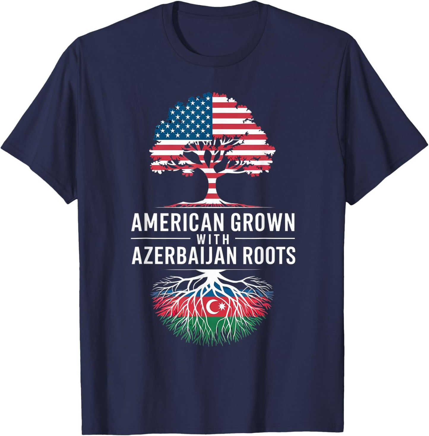 American Grown Azerbaijan Flag Azerbaijani Azerbaijan T-Shirt - T-Shirt | Navy