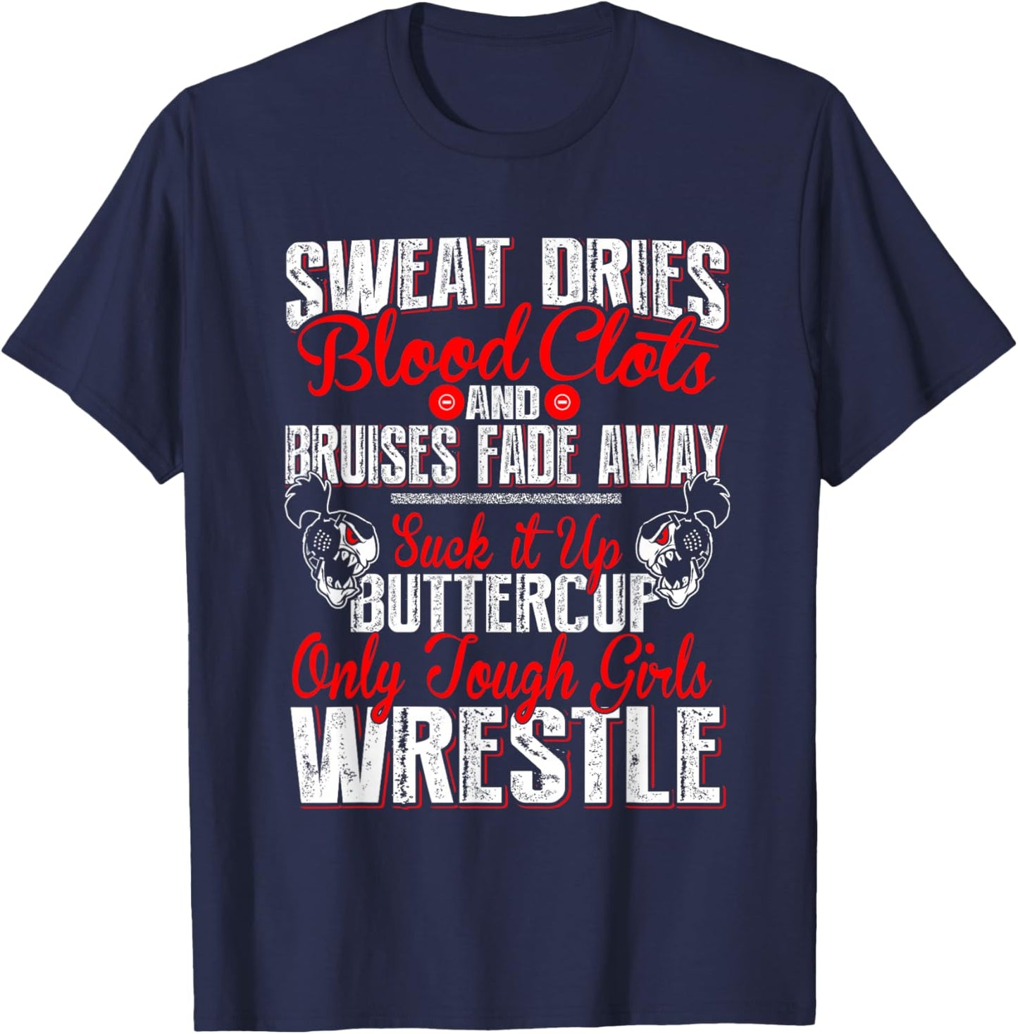 Girl's Wrestling Shirt - Only Tough Girls Wrestle T-Shirt - T-Shirt | Navy
