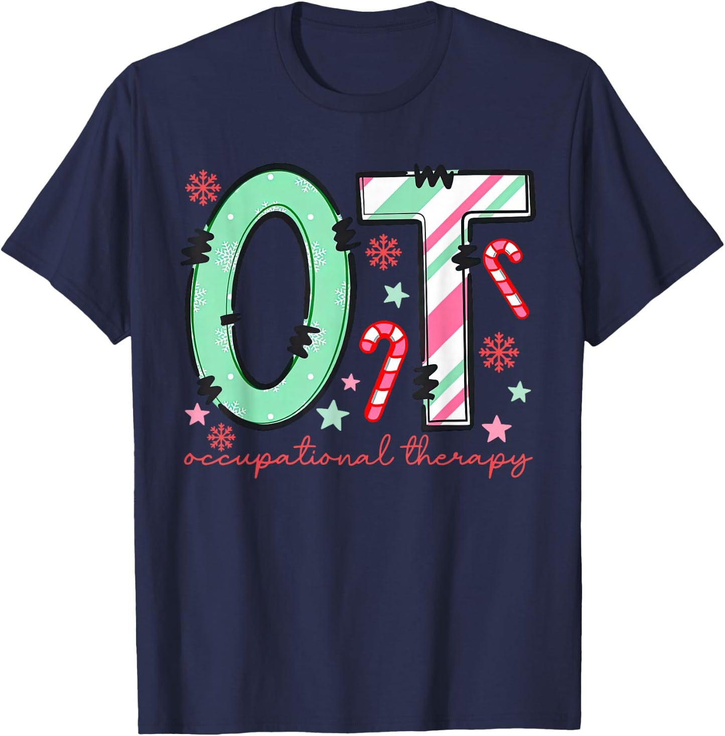 Retro Occupational Therapy OT Therapist Christmas Holiday T-Shirt - T-Shirt | Navy