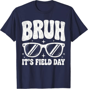 Bruh Its Field Day Funny Retro School Last Day T-Shirt - T-Shirt | Navy