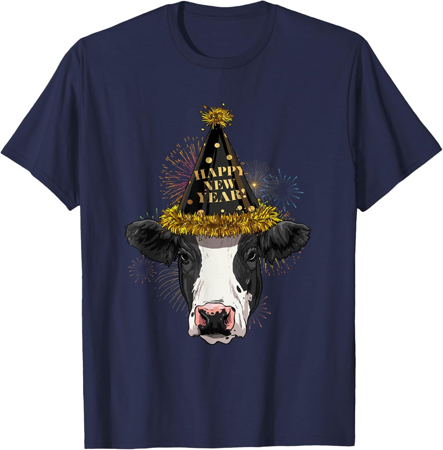 Cow Happy New Year 2021 New Years Eve Party T-Shirt - T-Shirt | Navy