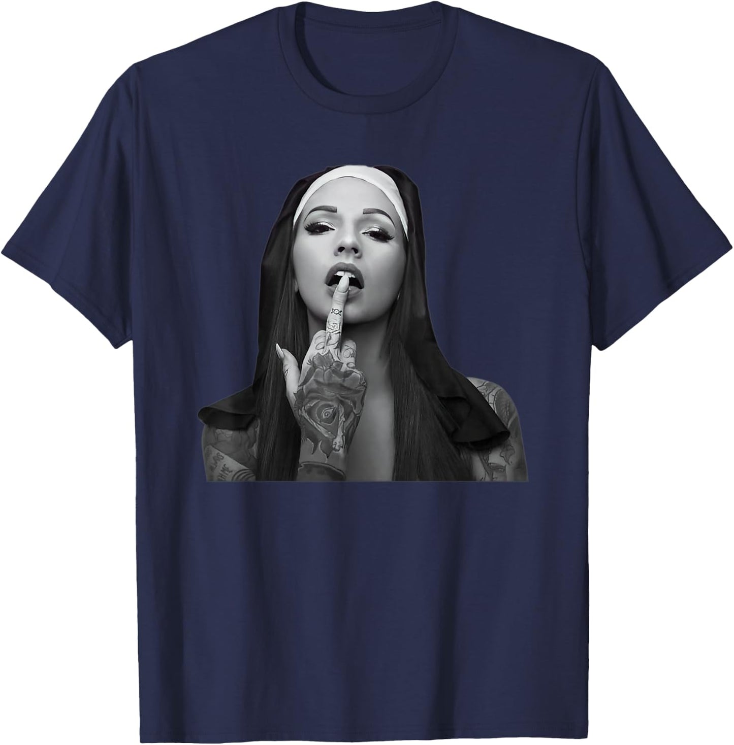 Satanic Nun Tattoos Unheilig T-Shirt - T-Shirt | Navy