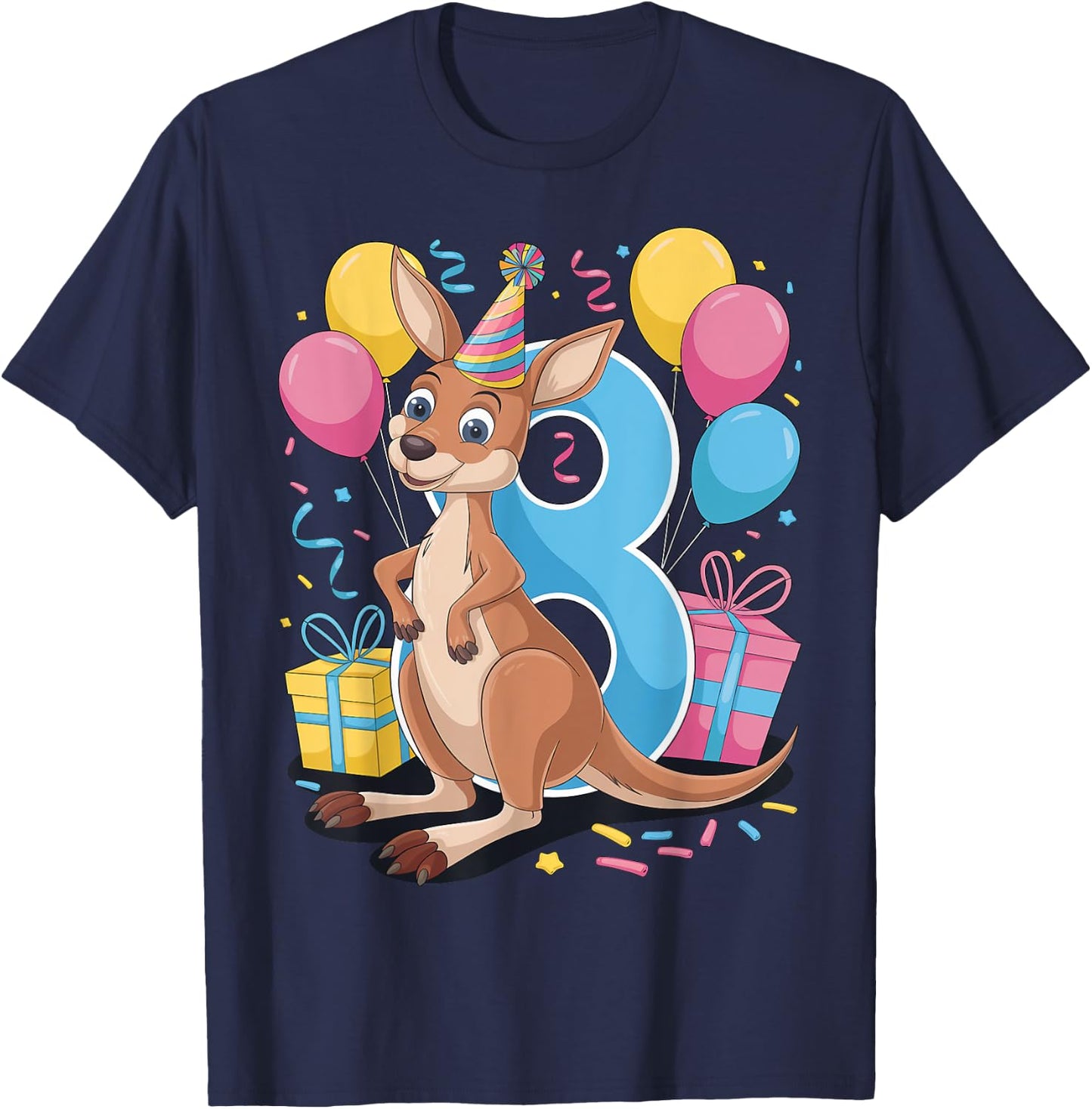 Kangaroo 8th birthday boy girl 8 years old eighth Kangaroo T-Shirt - T-Shirt | Navy