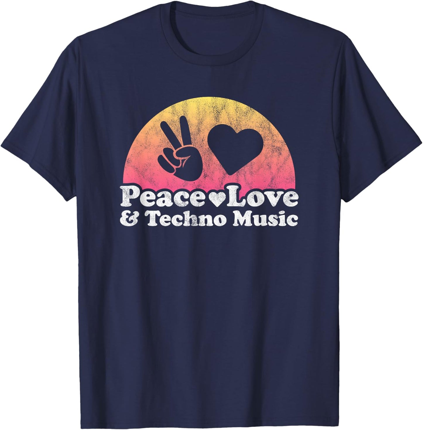 Peace Love and Techno Music , black, s T-Shirt - T-Shirt | Navy