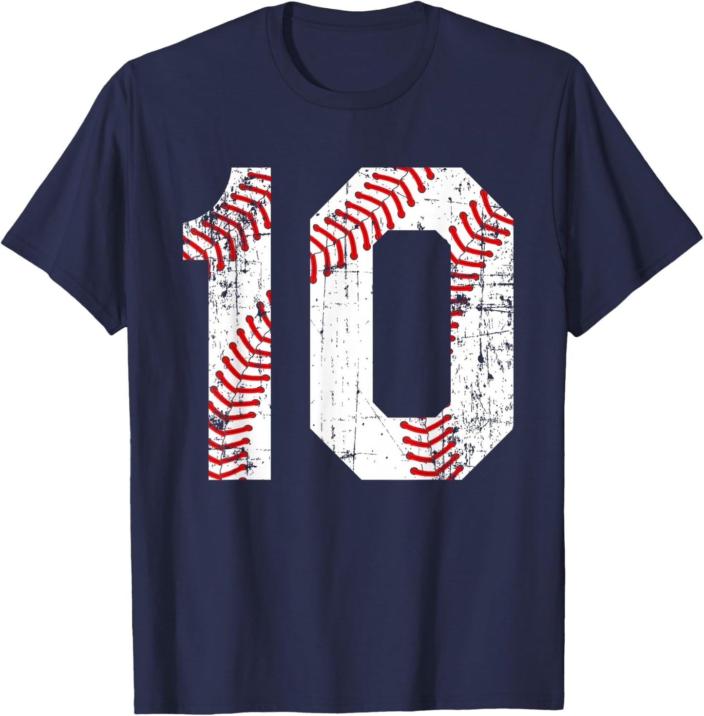 Vintage Baseball 10 Jersey Number T-Shirt - T-Shirt | Navy