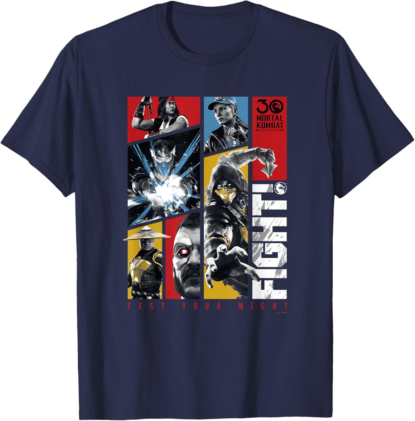 Mortal Kombat Klassic 30 Anniversary Test Your Might Panels T-Shirt - T-Shirt | Navy