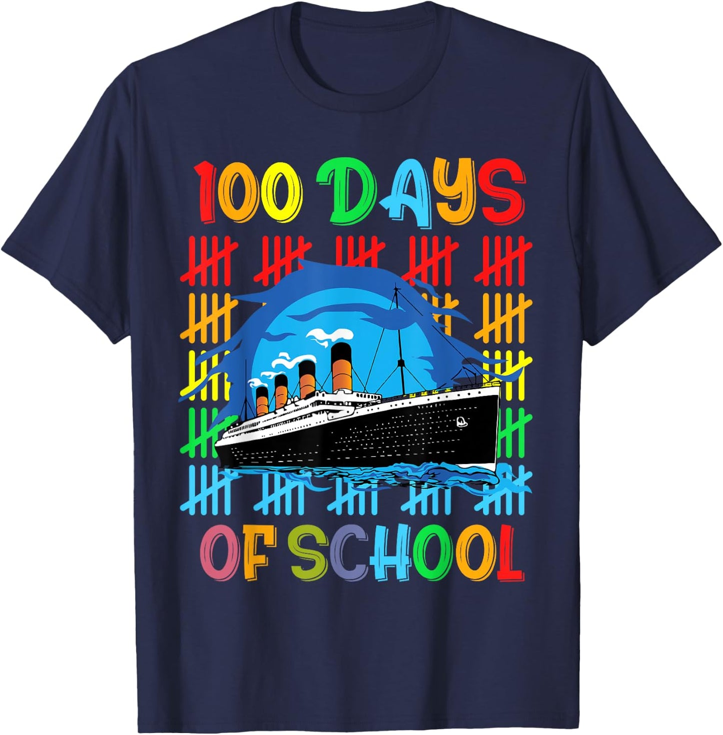 100 Days of School RMS Titanic 100th Day of School Kids Boys T-Shirt - T-Shirt | Navy