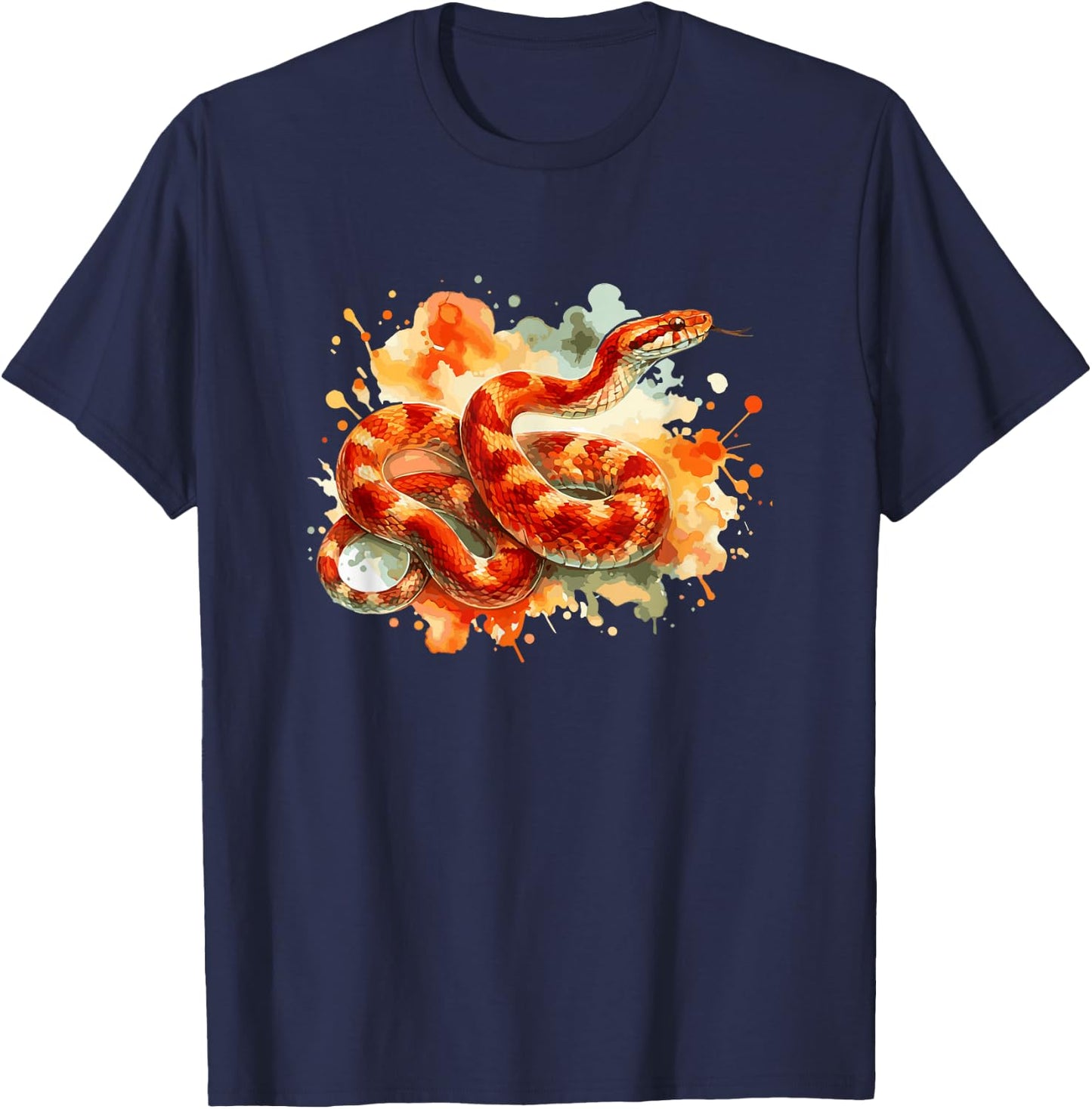 Snake Lover Animal Pet Snake Watercolor Corn Snake , Small T-Shirt - T-Shirt | Navy
