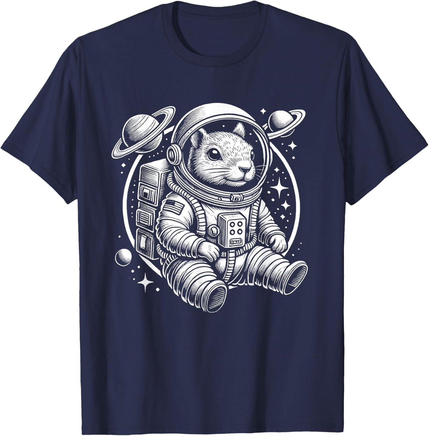 Space Squirrel Astronaut Graphic - Cute Squirrel in Space T-Shirt - T-Shirt | Navy