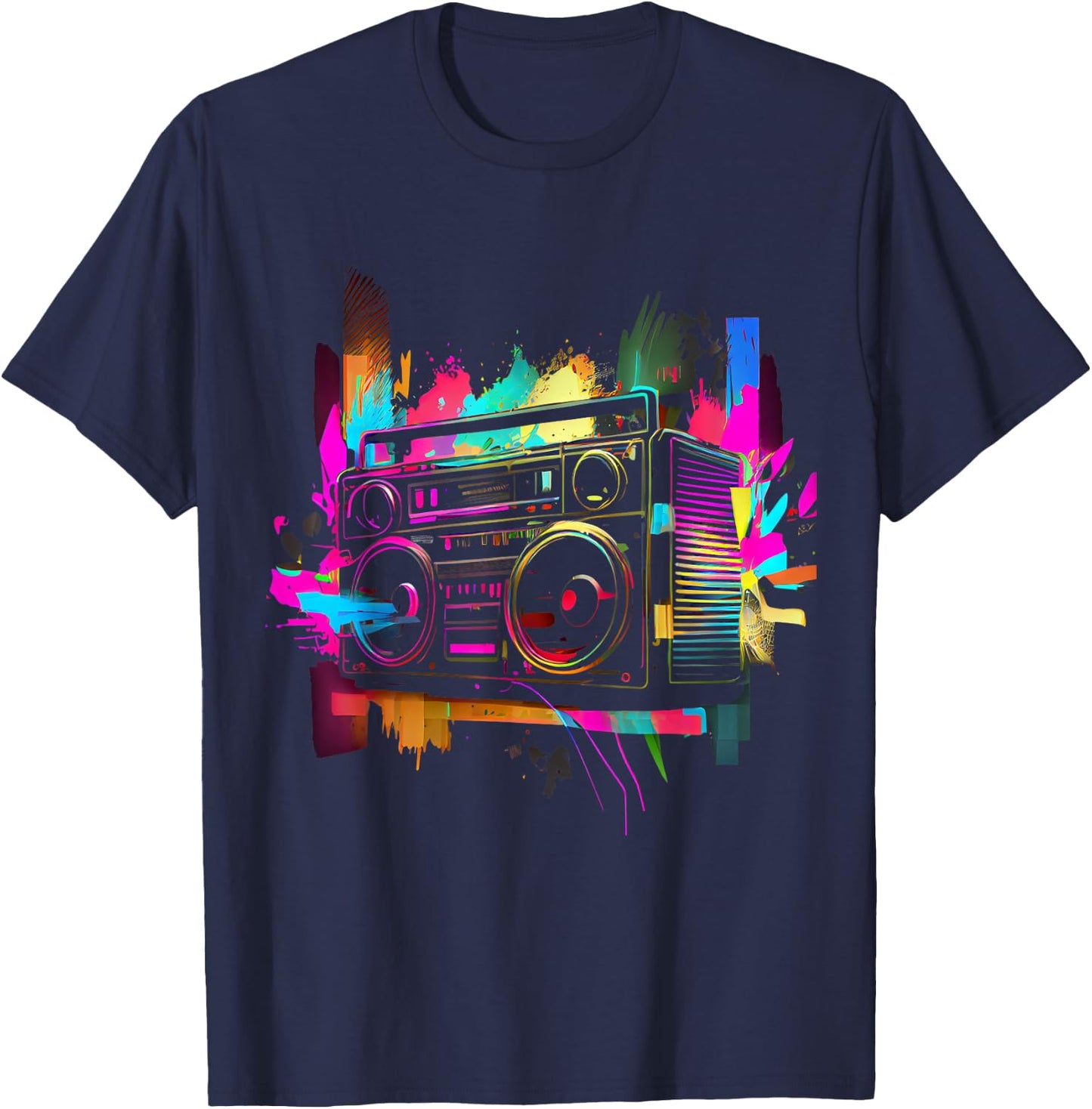 80s 90s Retro Party Fancy Dress Cassette , black T-Shirt - T-Shirt | Navy